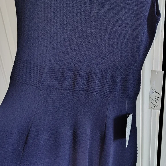 Eliza J Dark Navy Sleeveless A-Line Sweater Dress M - Picture 6 of 11